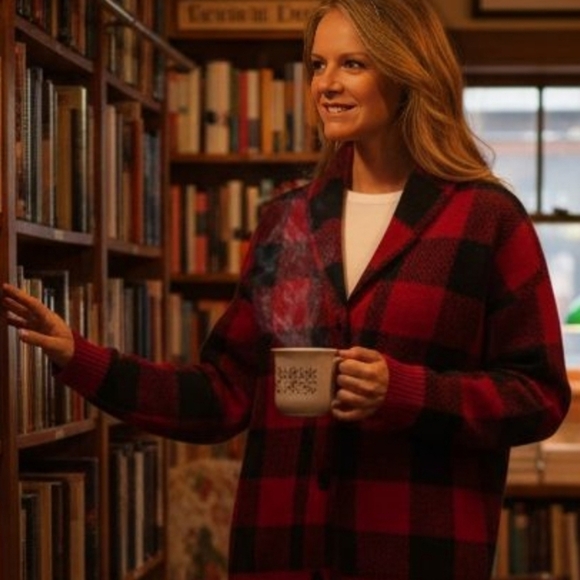 Chaps Buffalo Plaid Button Up Cardigan Size Large - Picture 8 of 8